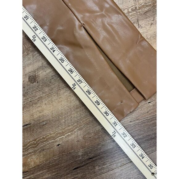 Abercrombie & Fitch Ultra High-Rise Faux Leather Pants Split Ankle Brown 26 NWT - Picture 7 of 12